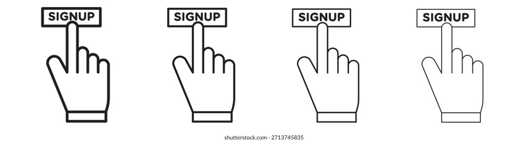 Sign up icon. Vector isolated pictograms.