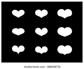 Sign icon of white hearts on a black background. It can be used for Valentine's Day (14 February) and for the International Women's Day (8 March)