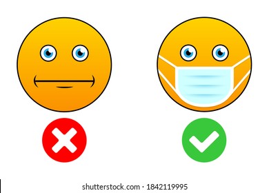 Sign icon you can't enter without a face mask. Vector illustration.