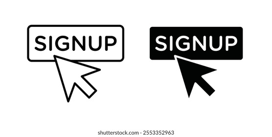 Sign up icons in black filled and outlined style