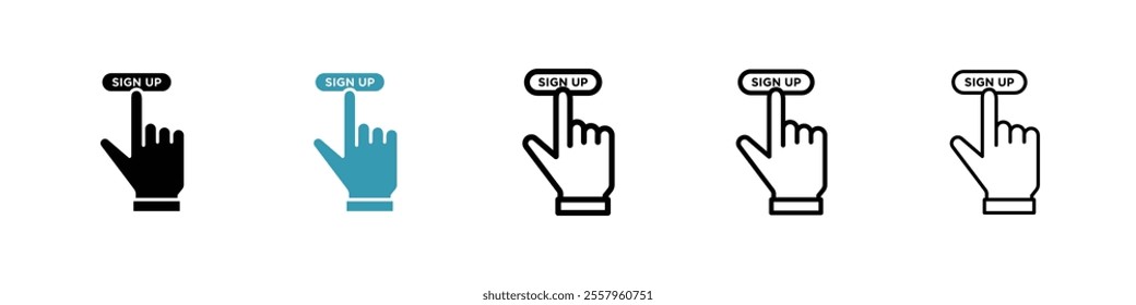 Sign up icons pack in black and blue.