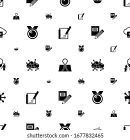 sign icons pattern seamless. Included editable filled Sketching, Binder clip, Soup, medal, Asynchronous Learning, Stationery, tailor, Advertising Networks icons. sign icons for web and mobile.