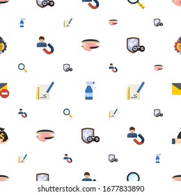 sign icons pattern seamless. Included editable flat oyster, Spray bottle, Magnifier, User Engagement, Sketching, game clan, Spam, Deposit icons. sign icons for web and mobile.