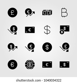Sign icons set. Vector illustration pound sterling, dollar coin, dollar and euro
