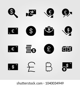 Sign icons set. Vector illustration pound sterling, euro, dollar coin and dollar