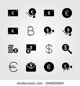 Sign icons set. Vector illustration dollar, money, pound sterling and euro
