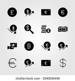 Sign icons set. Vector illustration coin, euro, money and pound sterling