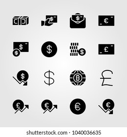 Sign icons set. Vector illustration coin, dollar, dollar coin and money