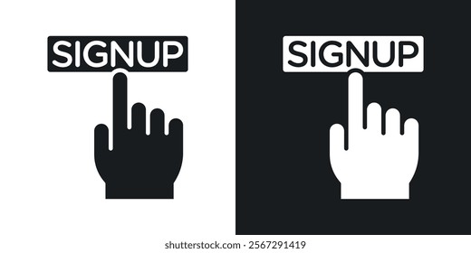 Sign up icons in solid black and white colors