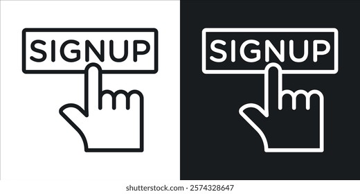 Sign up icons in thin black and white stroke liner style