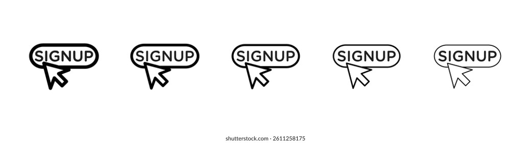 Sign up icons vector set in different stroke line style