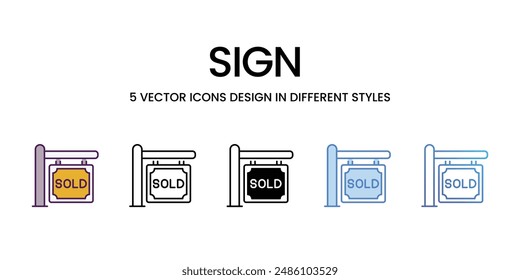 Sign icons vector set stock illustration.