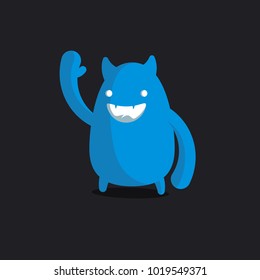 Sign or illustration with a funny blue monster
