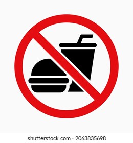 
sign illustration No food and drink allowed, flat style design, isolated on a white background.