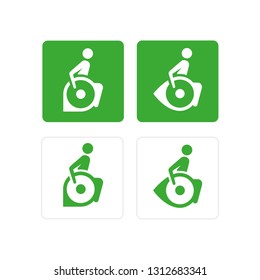 sign or illustration on a barrier-free environment, sign of a disabled person in a wheelchair as a point