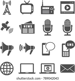 Sign illustrations of Media icon set, Media technology symbol vector