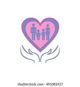 The sign with the image of family, lovers, children, heart. Icon for the site, icon pastiche.