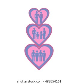 The sign with the image of family, lovers, children, heart. Icon for the site, icon pastiche.