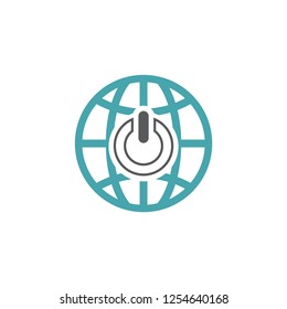 The sign inclusion on the globe model. Vector illustration. Monochrome vector icon.