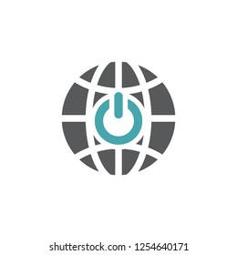 The sign inclusion on the globe model. Vector illustration. Monochrome vector icon.