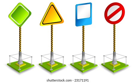 Sign - the index on road, empty form, basis from iron, vector illustration