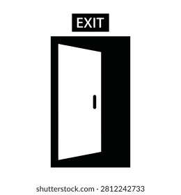 A sign indicating exit with an open door, symbolizing emergency escape route and safety