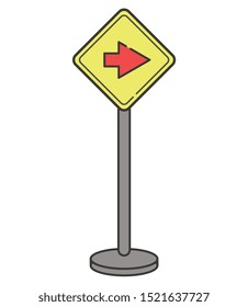 sign indicating forward on a gray pole
