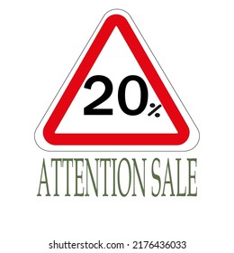 Sign indicating percentage discount, attention sale