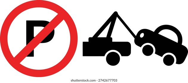 A sign indicating that parking is prohibited and vehicles will be towed away