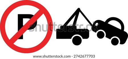A sign indicating that parking is prohibited and vehicles will be towed away