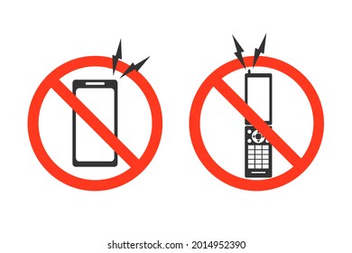A sign indicating that the use of mobile phones is prohibited. Vector illustration.