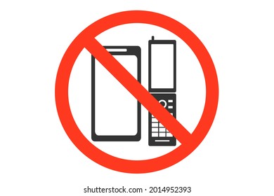 A sign indicating that the use of mobile phones is prohibited. Vector illustration.