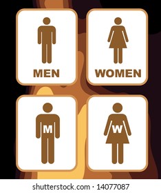 Sign indicating Women's and Men's Toilets