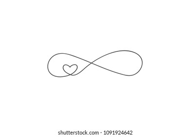 sign of infinity and heart icon. Element of wedding for mobile concept and web apps illustration. Thin line icon for website design and development, app development. Premium icon on white background