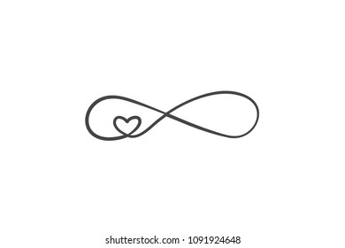 sign of infinity and heart icon. Element of wedding for mobile concept and web apps illustration. Thin line icon for website design and development, app development. Premium icon on white background