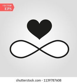 Sign of infinity and heart icon. Element of wedding for mobile concept and web apps illustration.Thin line icon for website design and development, app development. Premium icon white background eps10