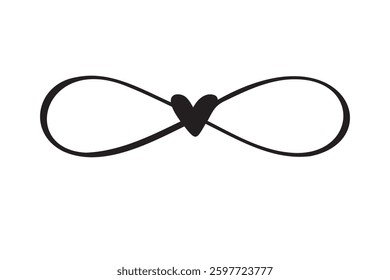 sign of infinity with heart Love. love forever concept Valentines day, wedding print element. Vector illustration