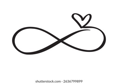 sign of infinity with heart Love. love forever concept Valentines day, wedding print element. Vector illustration