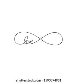 Sign of infinity and text love icon. Element of wedding for mobile concept and web apps illustration. Thin line icon for website design and development, app development. Premium icon on white