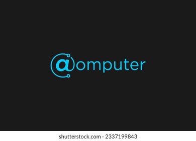At sign initial logo design modern technology app icon symbol