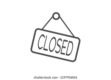 A sign with the inscription closed. A sign on a door or shop window. Flat style