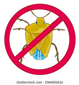 Sign insect bedbug prohibiting on white background