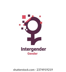 sign for intergender, pixel gender image logo icon isolated on white background