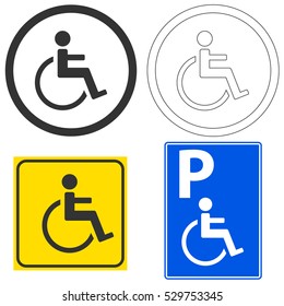 Sign invalid, traffic sign, vector wheelchair, people with a disability. Flat design, vector.