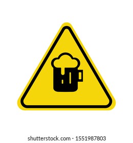 sign isolated on white background. alcohol beer warning symbol simple, flat vector illustration