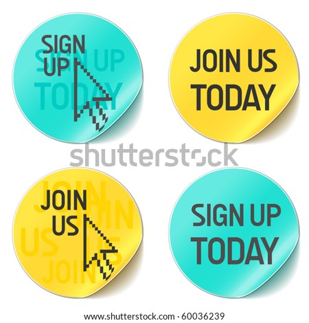 sign up and join us vector website buttons