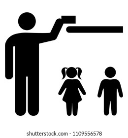 The sign "keep away from children" or "store in a place inaccessible to children." Vector illustration.