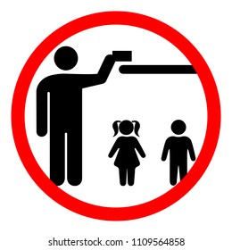 The sign keep away from children or store in a place inaccessible to children. Vector illustration.