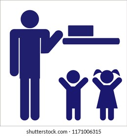 The sign "keep away from children" or "store in a place inaccessible to children." Vector illustration.