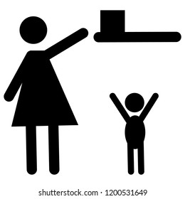 The sign keep away from children or store in a place inaccessible to children. Vector illustration